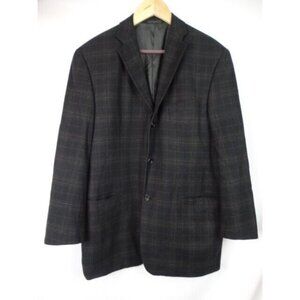 Vestimenta Men's Suit Blazer Size 40 Black Plaid Cashmere Sports Coat Jacket